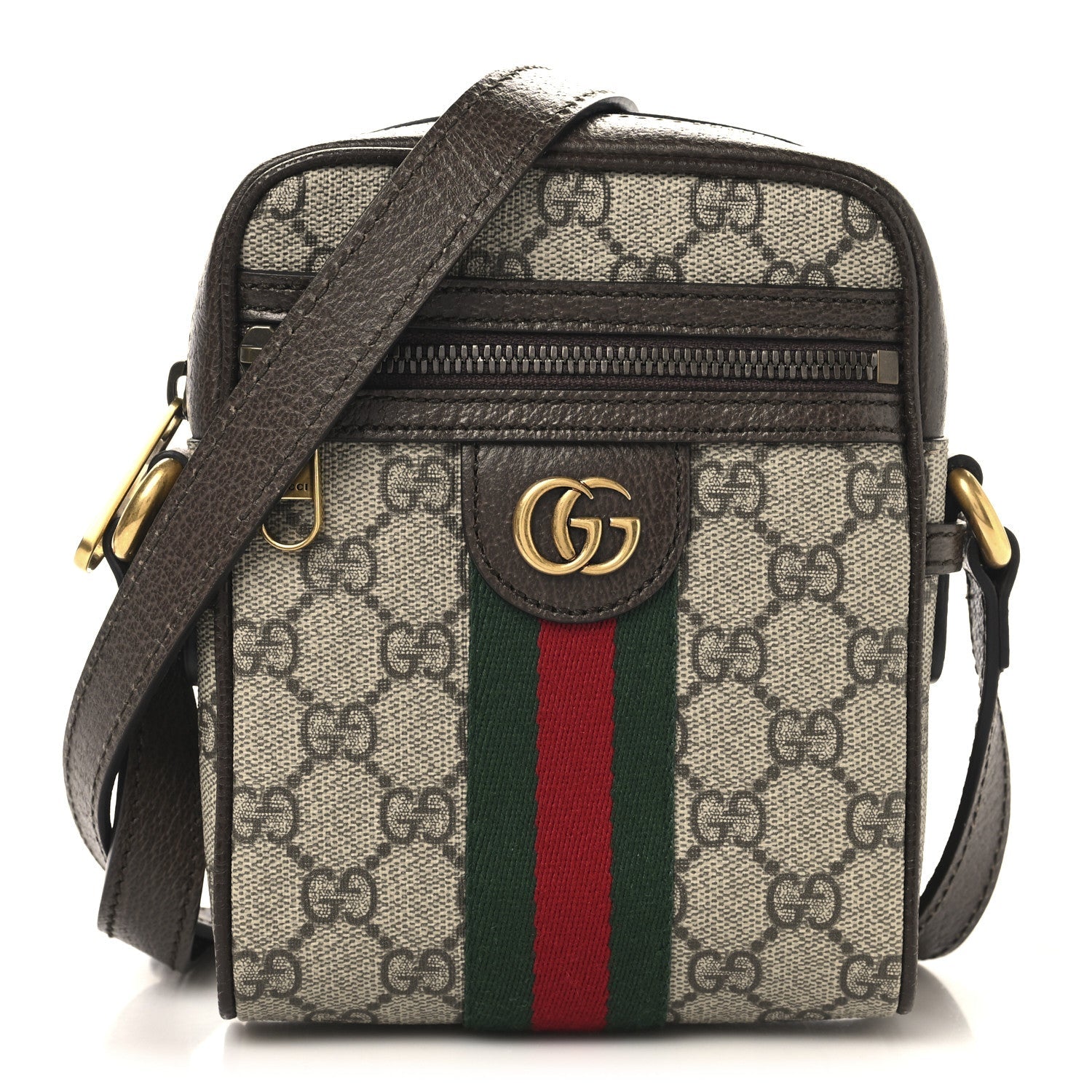 GG Supreme Monogram Web Mini Ophidia Messenger Brown