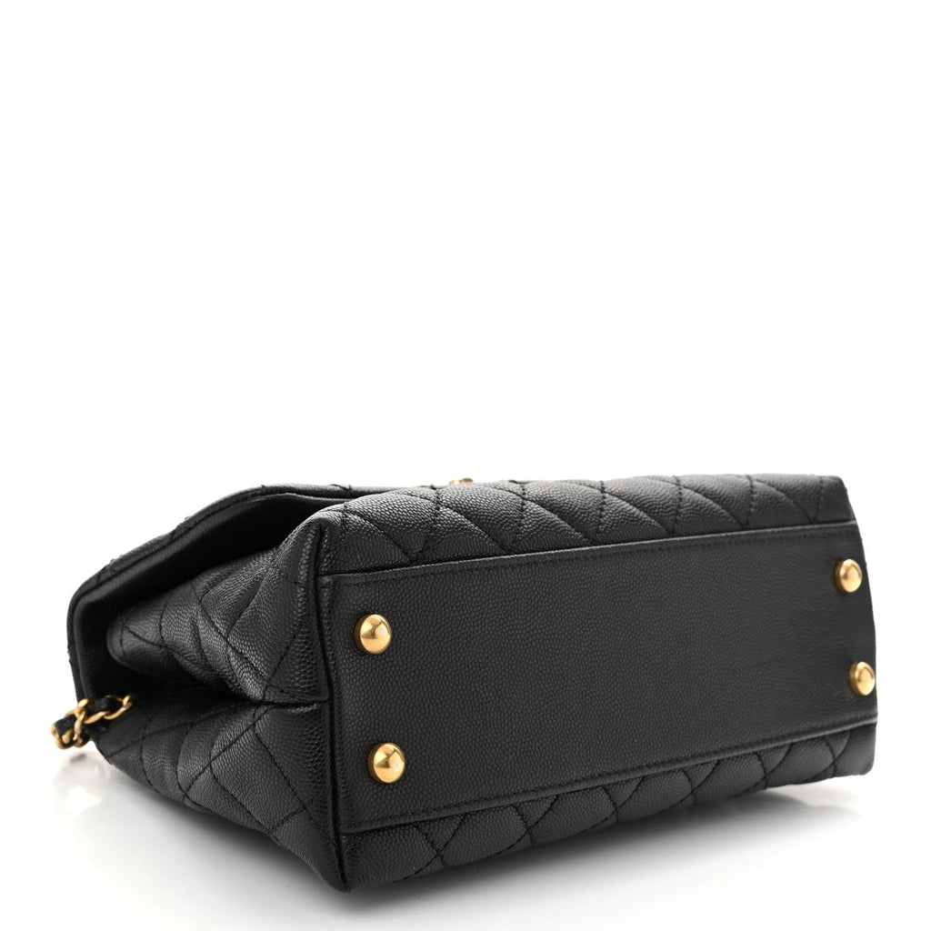 Caviar Quilted Mini Coco Handle Flap Black