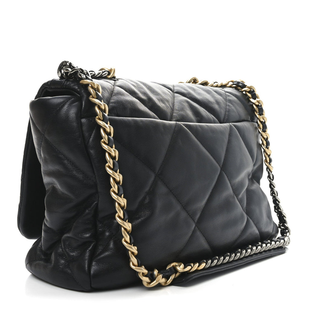 Goatskin Quilted Maxi Chanel 19 Flap Black