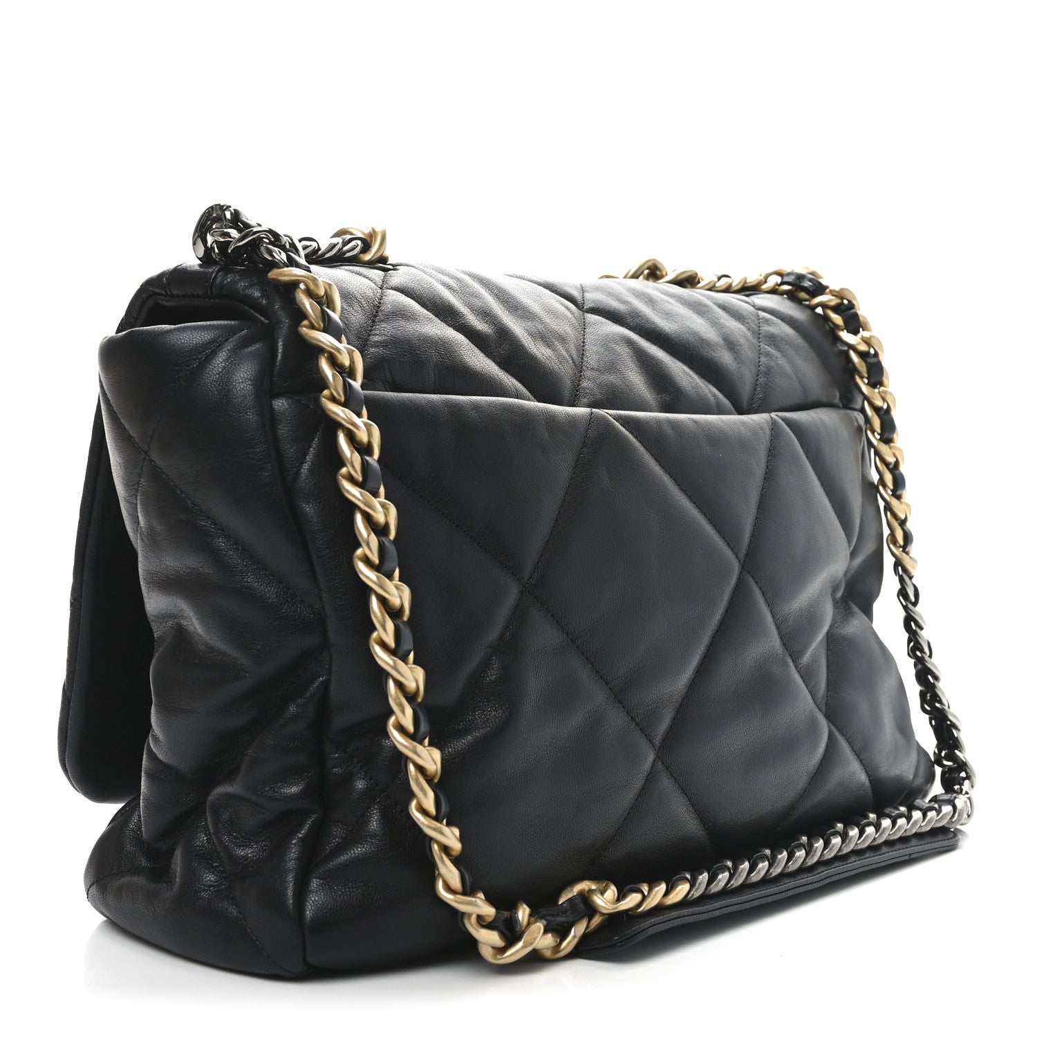 Goatskin Quilted Maxi Chanel 19 Flap Black