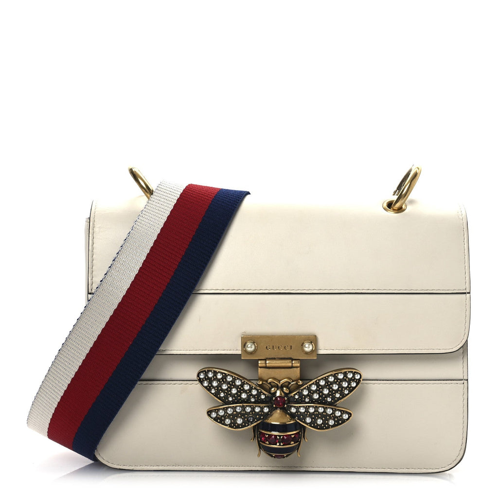 Calfskin Sylvie Web Queen Margaret Shoulder Bag White