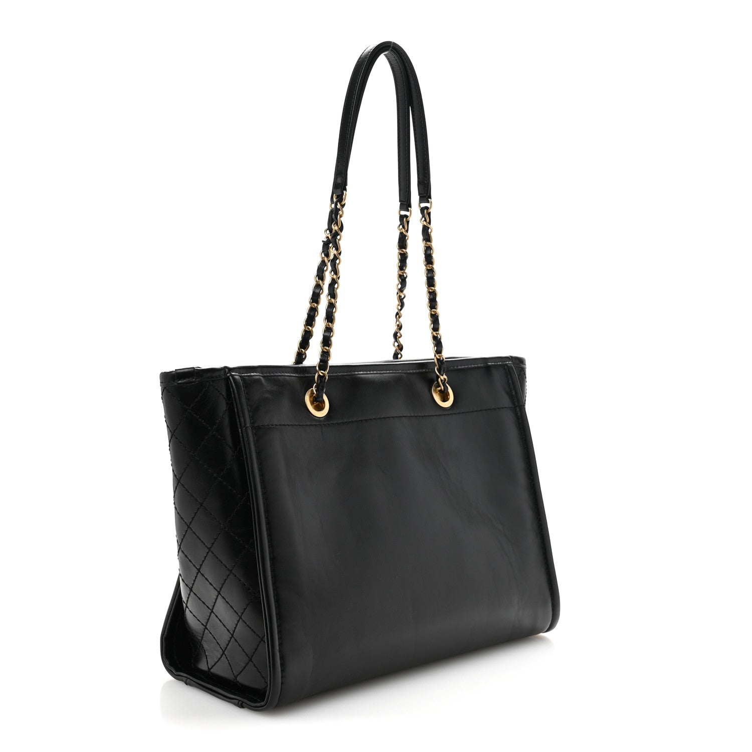 Aged Calfskin Small Charms Deauville Tote Black