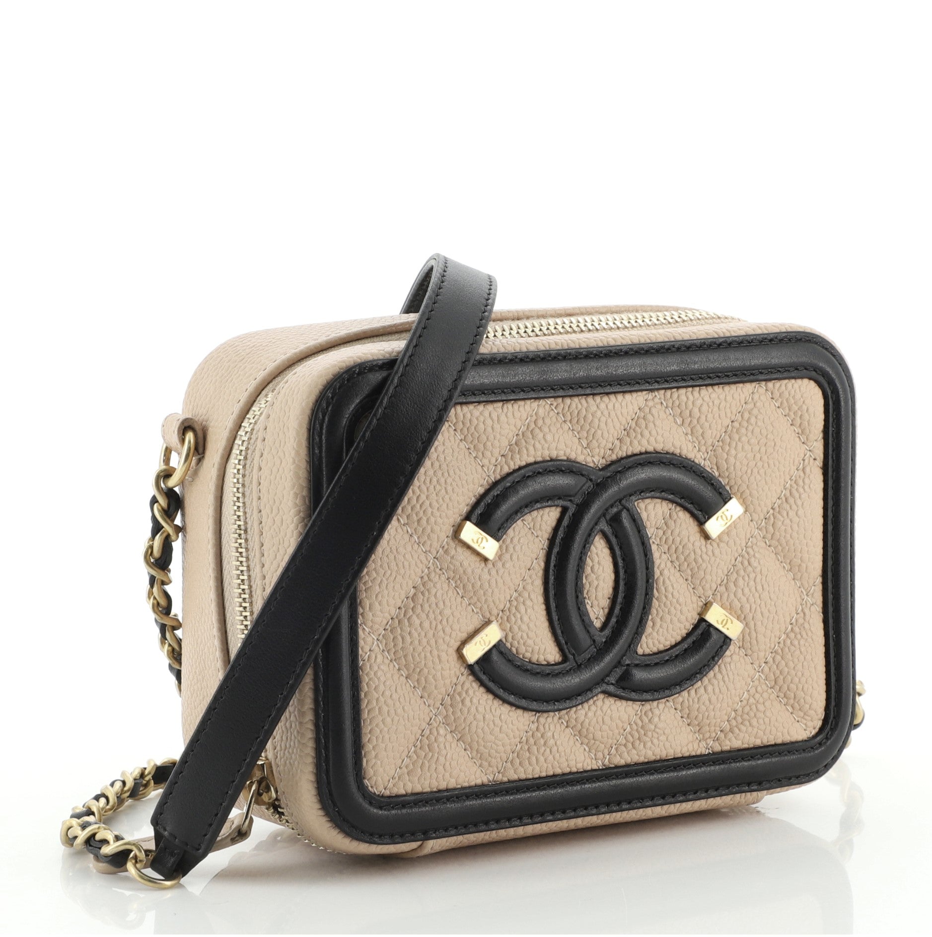Filigree Vanity Clutch with Chain Quilted Caviar Mini
