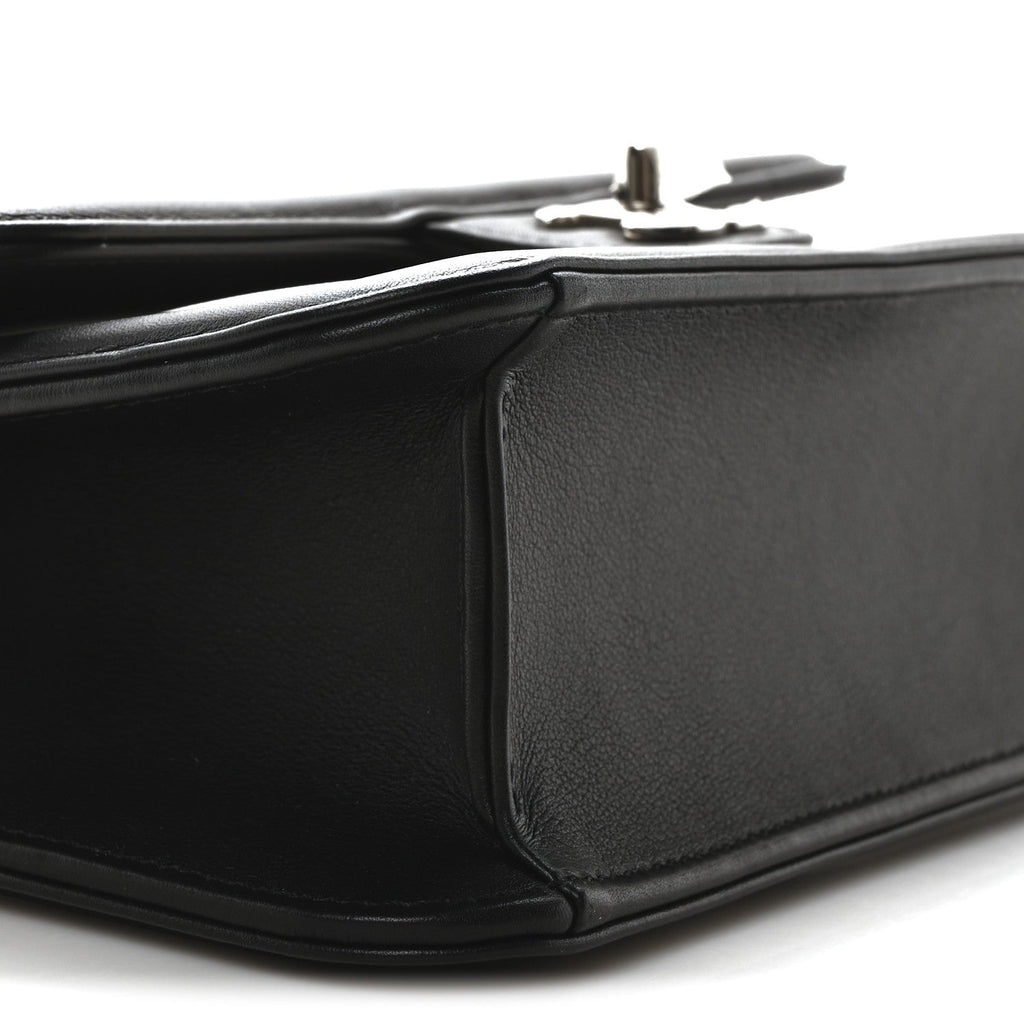 Lambskin Calfskin Mini Chocolate Bar Flap Bag White Black