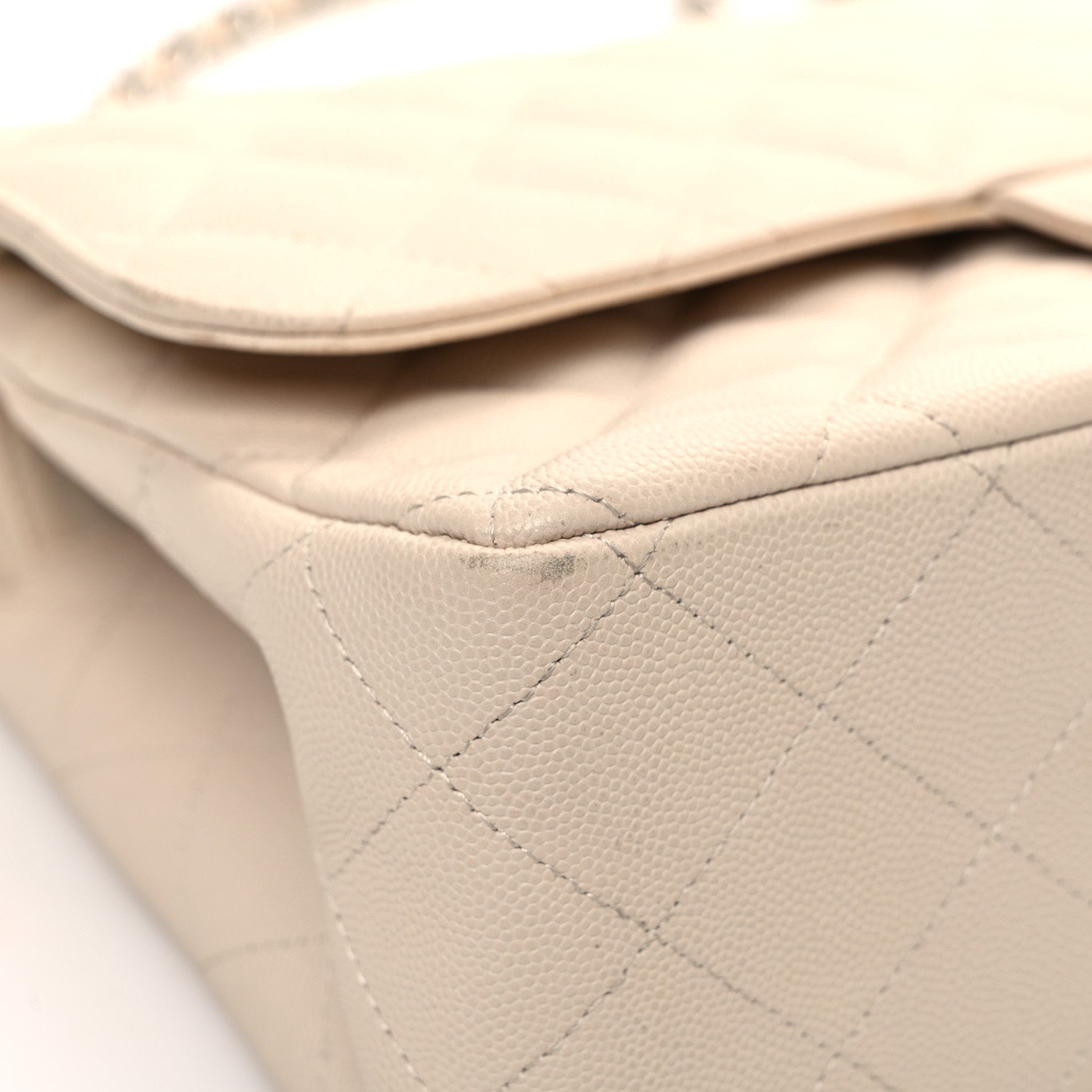 Caviar Quilted Jumbo Double Flap Ivory