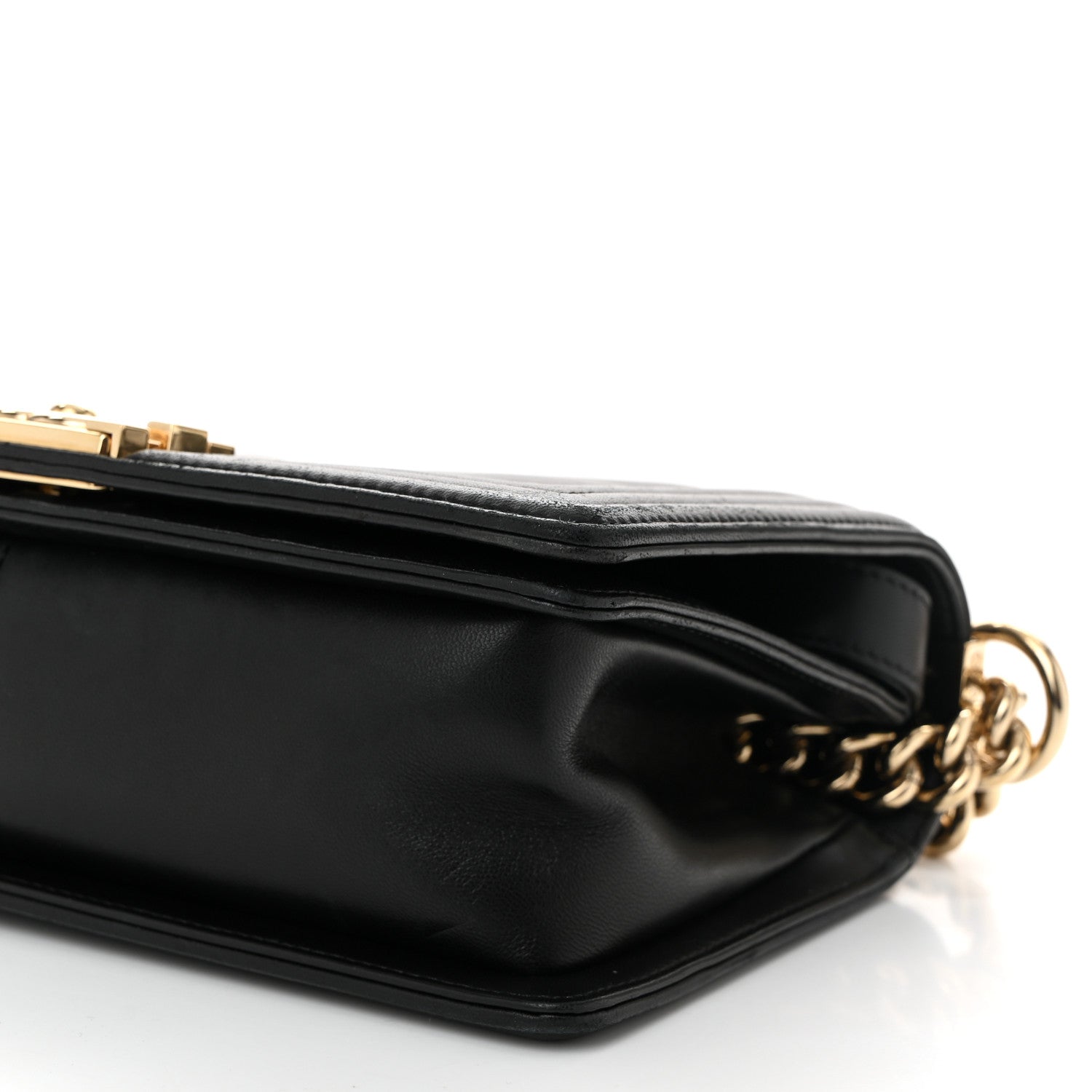 Lambskin Chevron Quilted Medium Boy Flap Black