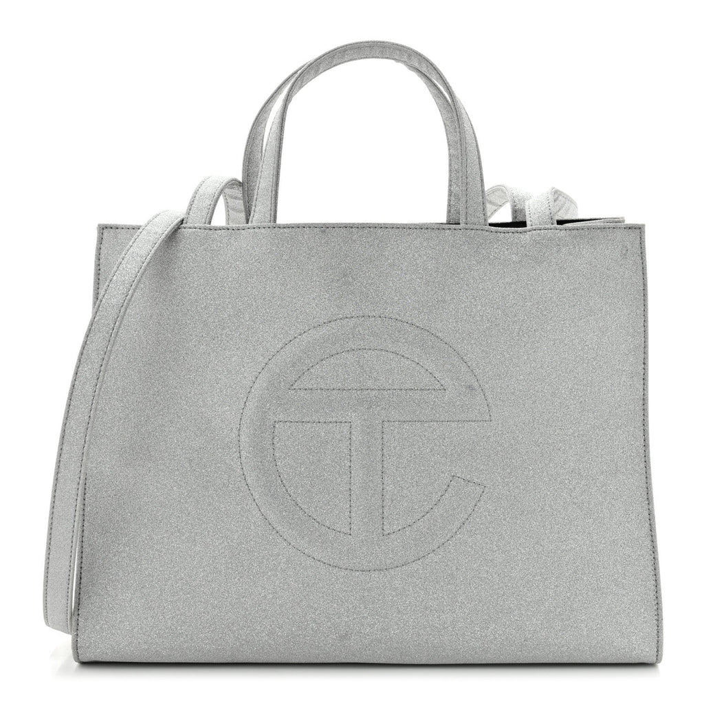 Glitter Microfiber Large Shopping Bag Silver