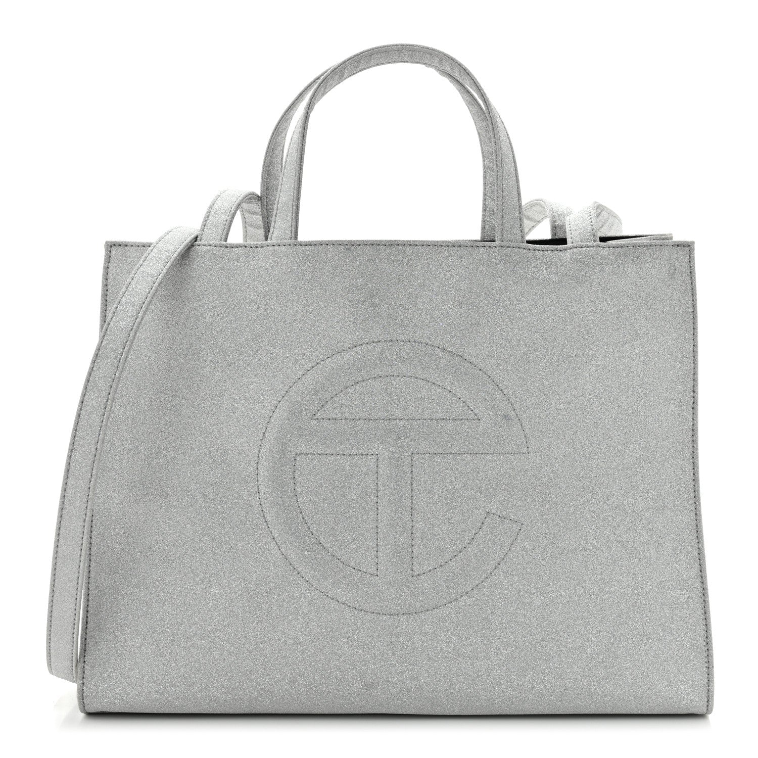 Glitter Microfiber Large Shopping Bag Silver
