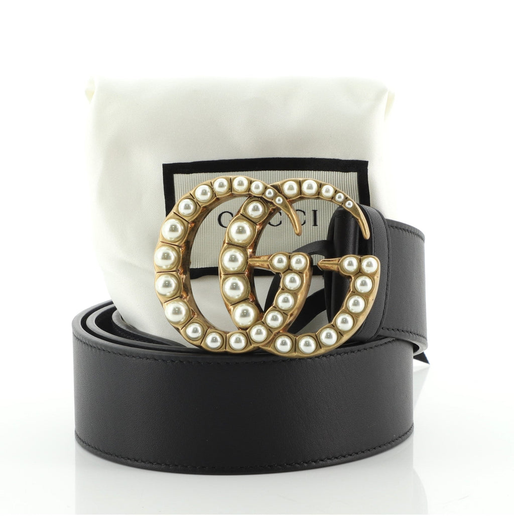 Pearly GG Marmont Belt Leather Wide 90