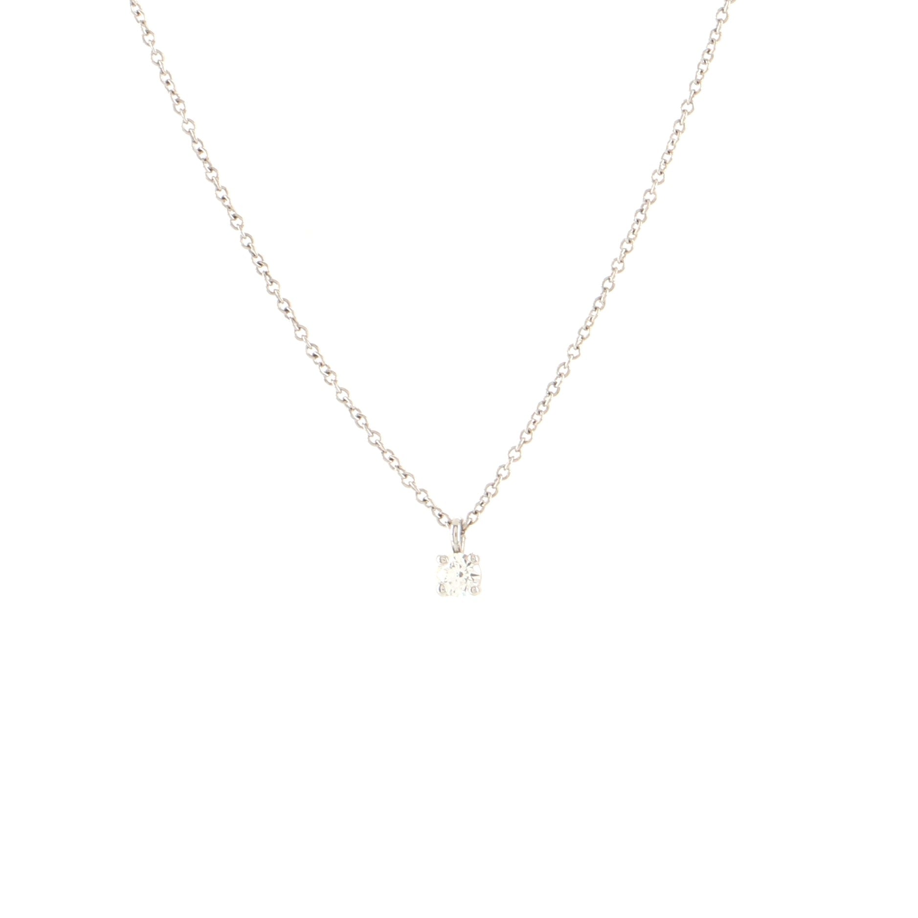 Solitaire Pendant Necklace Platinum with RBC Diamond .12CT