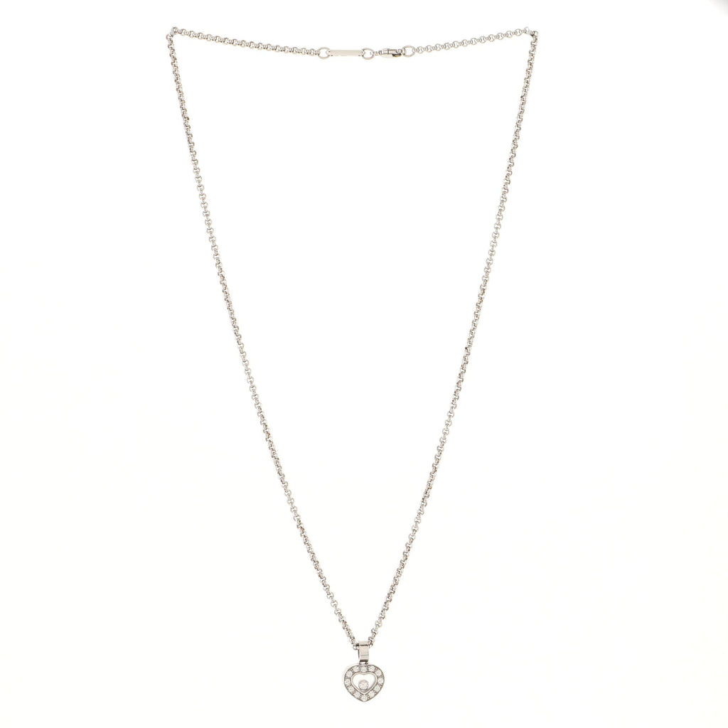 Happy Diamonds 1 Diamond Heart Pendant Necklace 18K White Gold and Diamonds