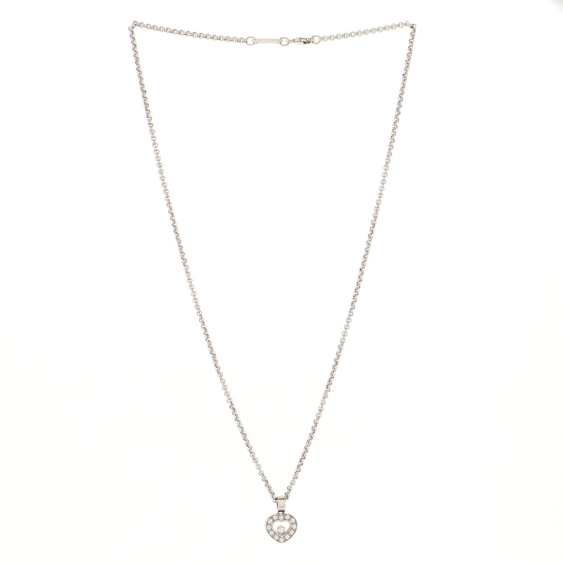 Happy Diamonds 1 Diamond Heart Pendant Necklace 18K White Gold and Diamonds