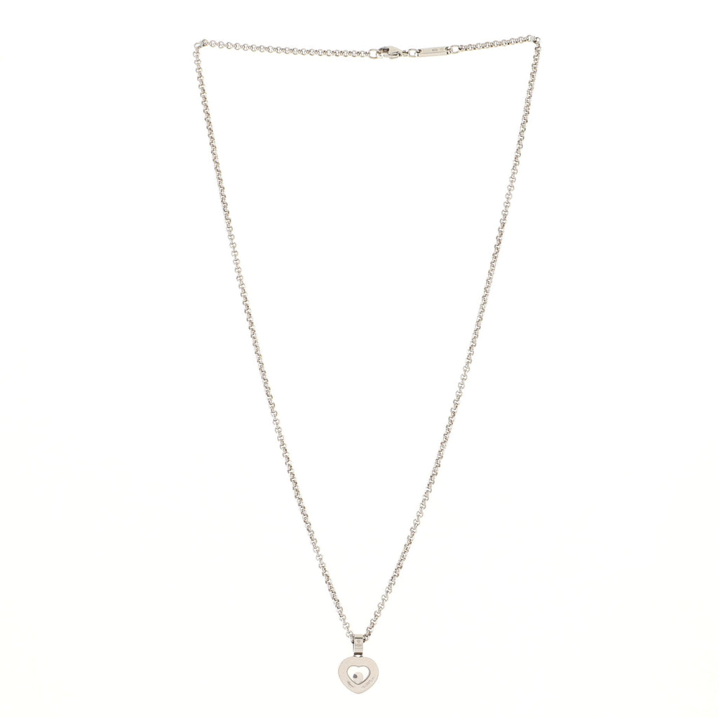 Happy Diamonds 1 Diamond Heart Pendant Necklace 18K White Gold and Diamonds