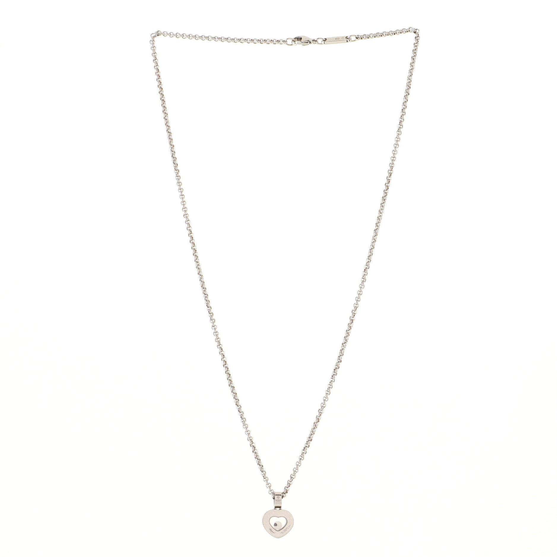 Happy Diamonds 1 Diamond Heart Pendant Necklace 18K White Gold and Diamonds