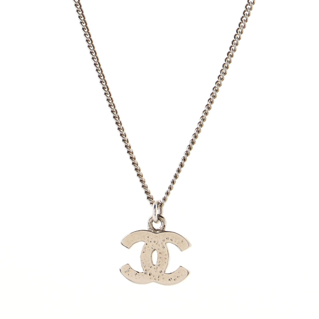 CC Long Pendant Necklace Crystal Embellished Metal