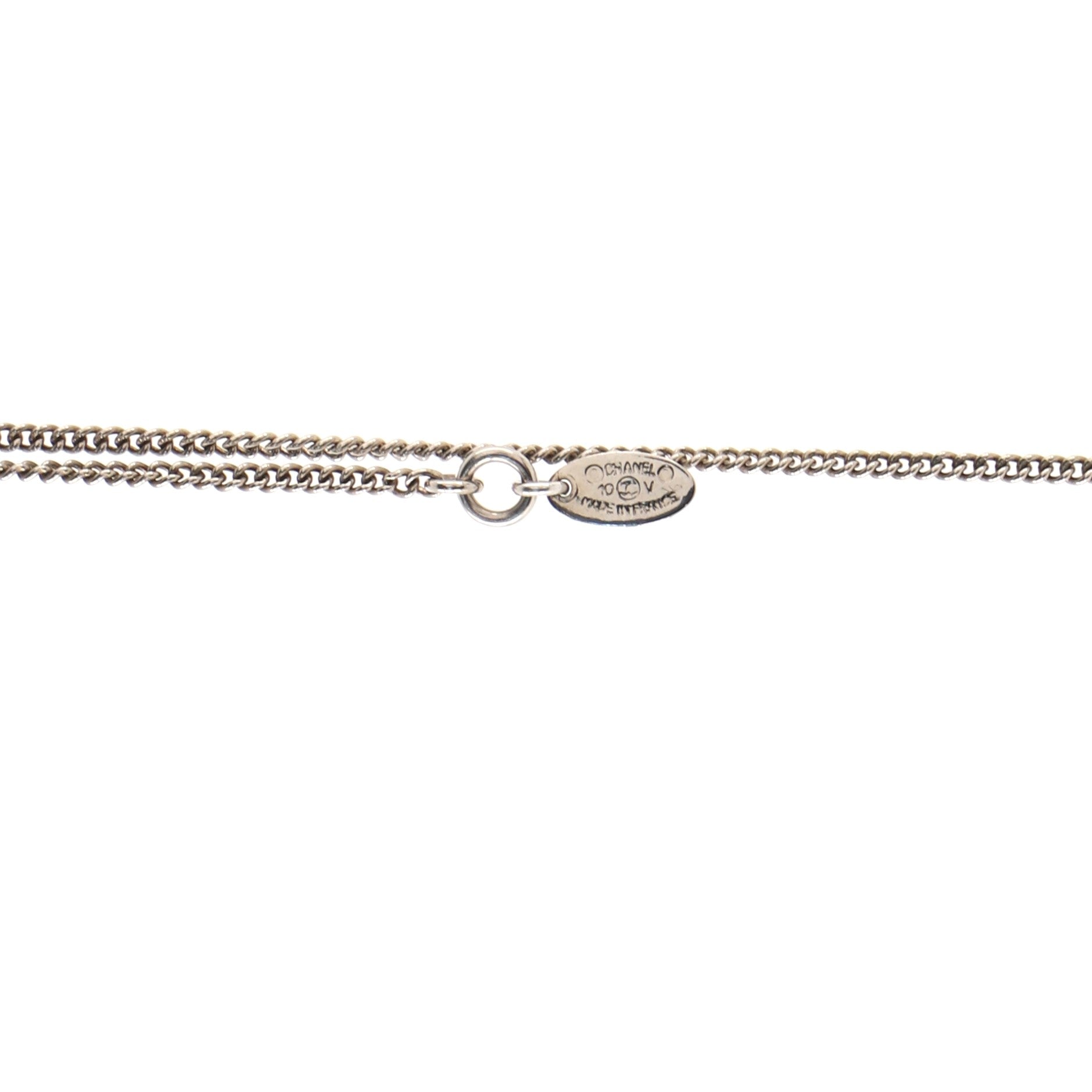 CC Long Pendant Necklace Crystal Embellished Metal