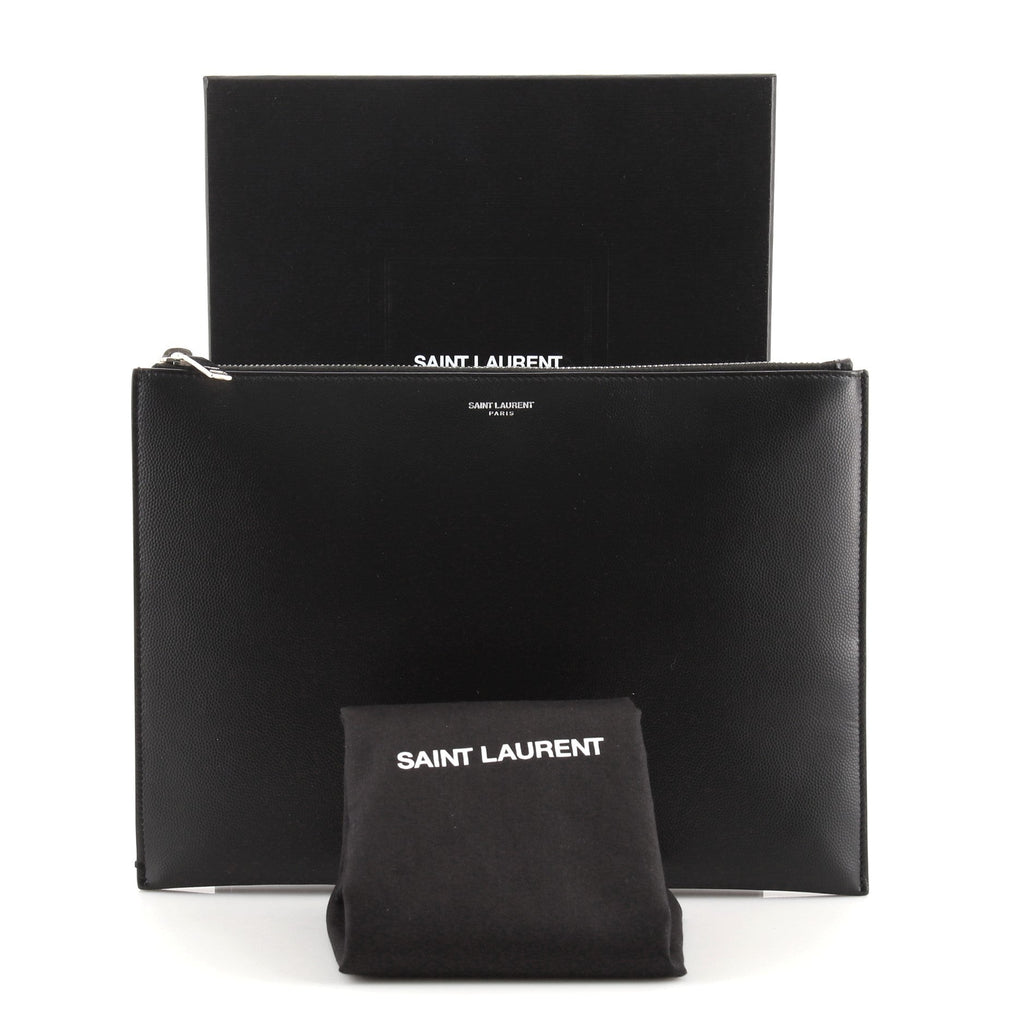 Letters Zip Clutch Leather Medium