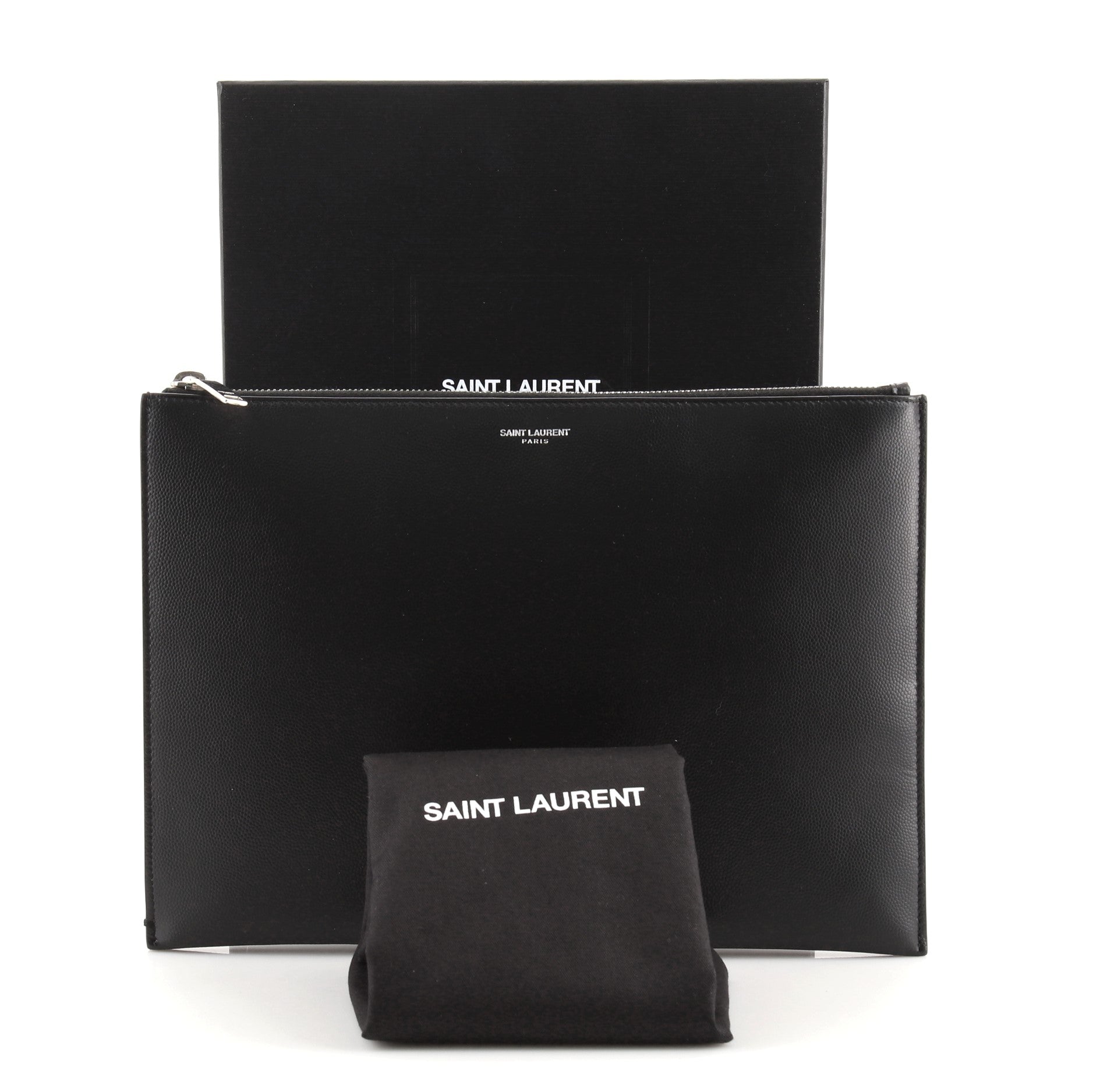 Letters Zip Clutch Leather Medium