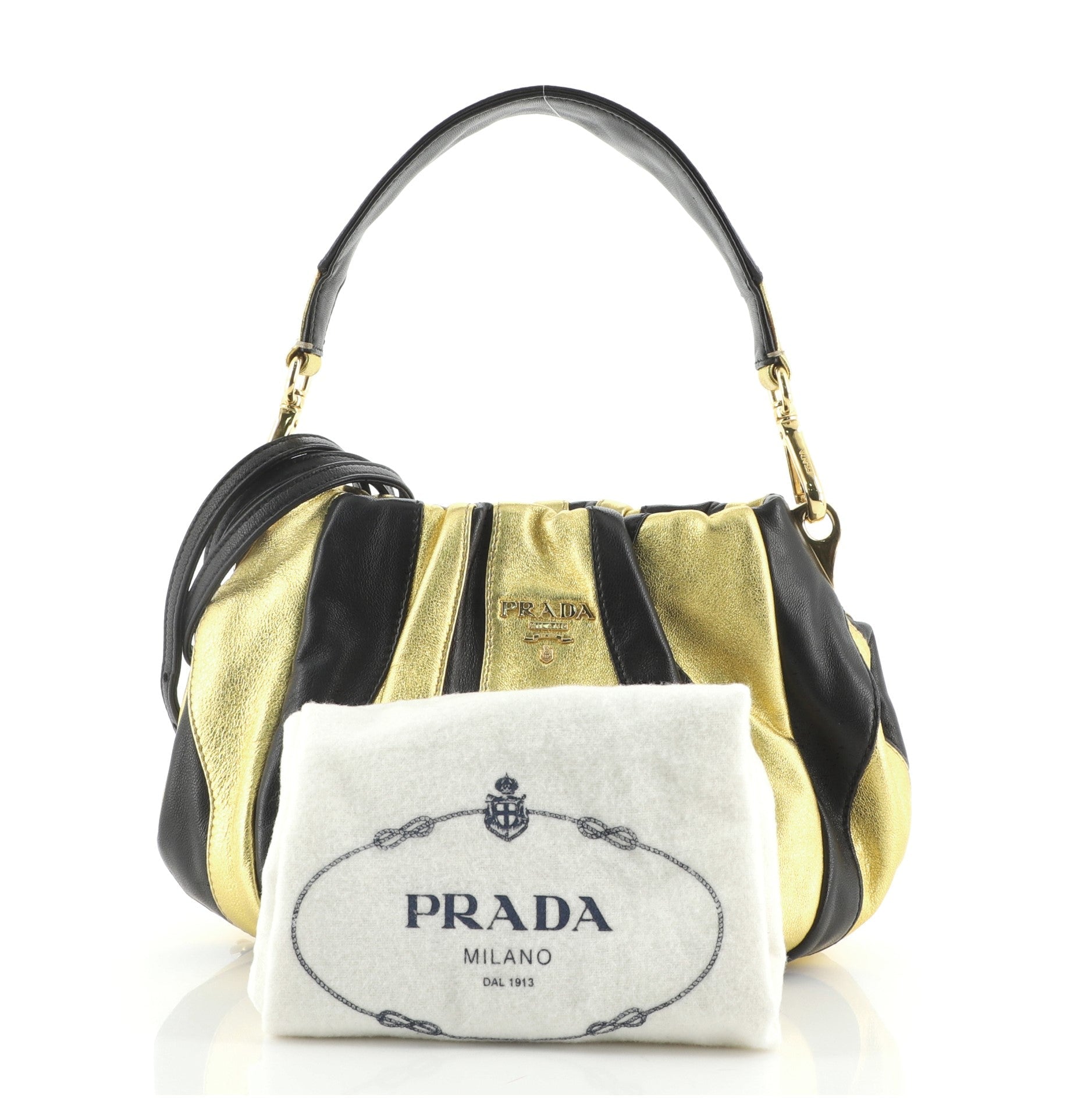 Waves Shoulder Bag Striped Nappa Mini