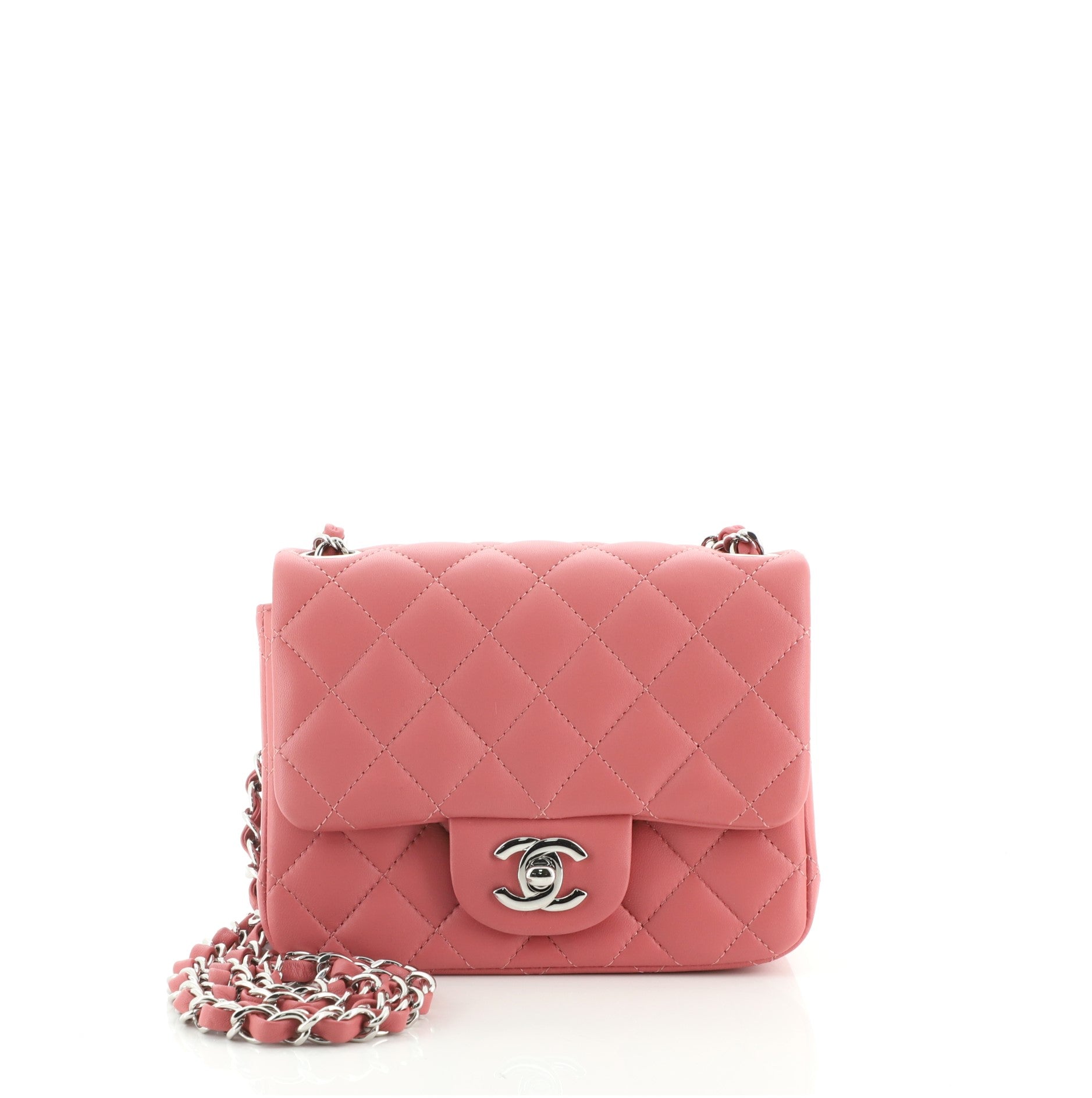 Square Classic Single Flap Bag Quilted Lambskin Mini