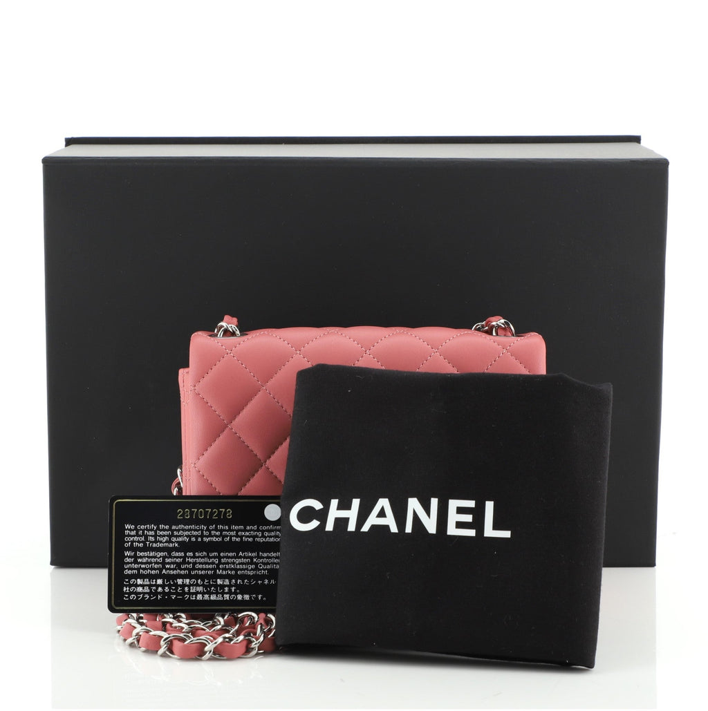 Square Classic Single Flap Bag Quilted Lambskin Mini