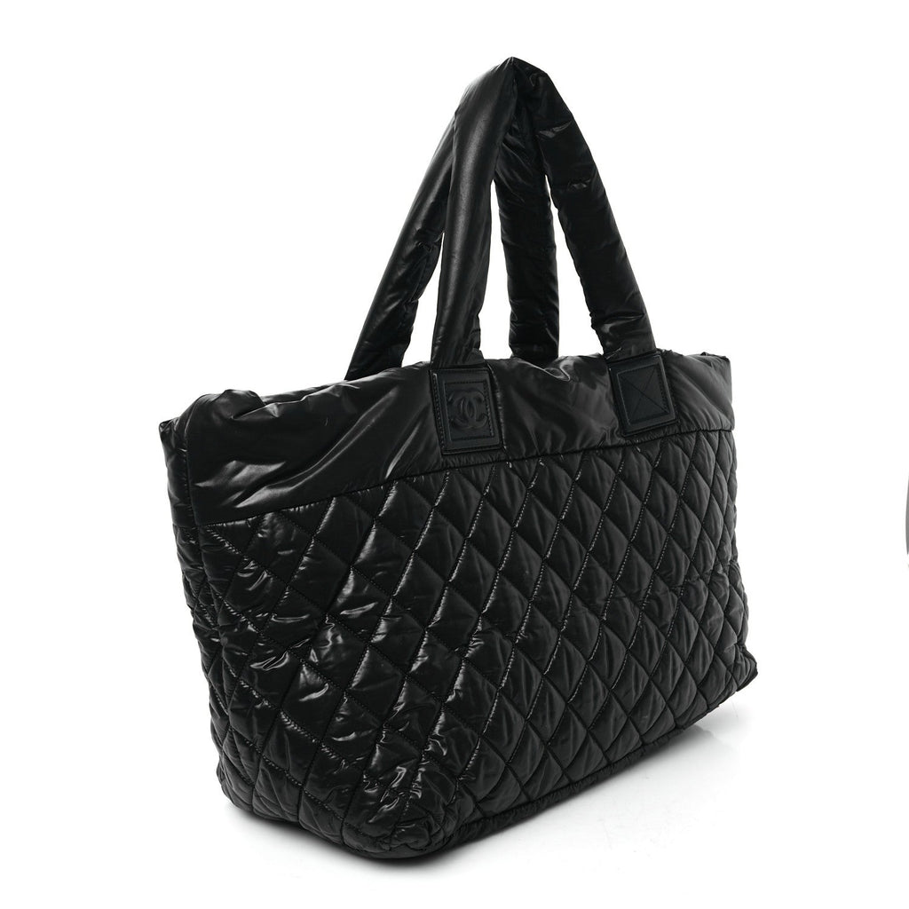 Nylon Quilted Large Coco Cocoon Tote Black