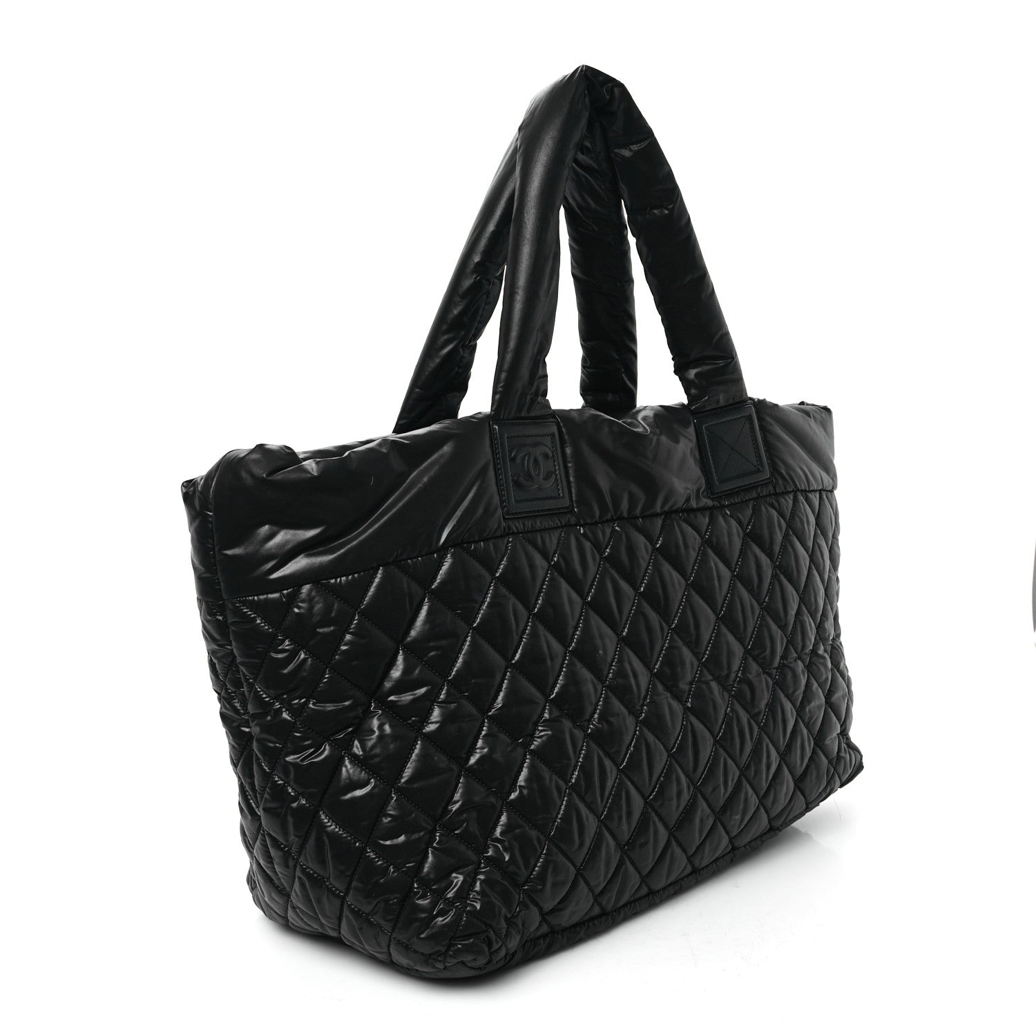 Nylon Quilted Large Coco Cocoon Tote Black