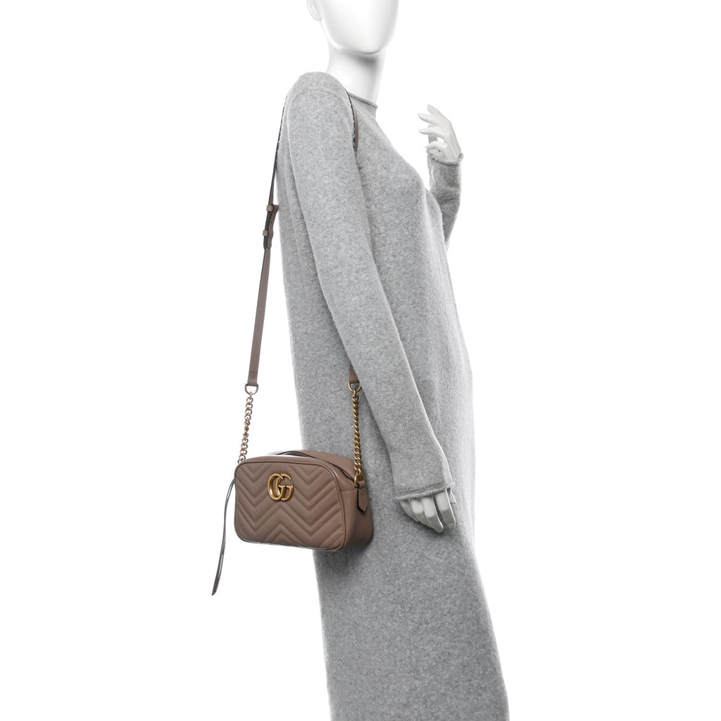 Calfskin Matelasse Small GG Marmont Chain Shoulder Bag Porcelain Rose