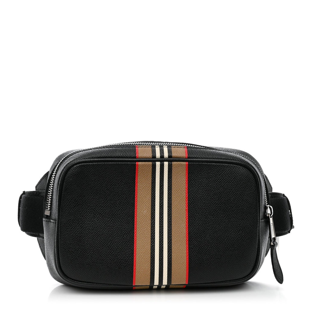 Calfskin Icon Stripe Bum Bag Black