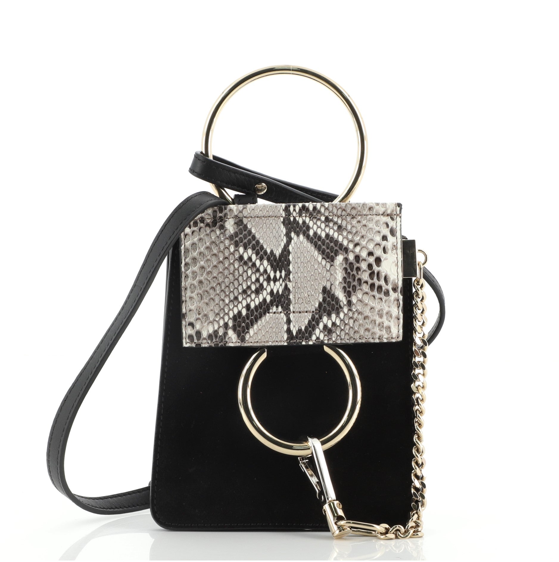 Faye Bracelet Crossbody Bag Suede And Leather With Python Mini