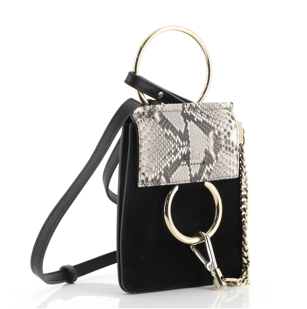 Faye Bracelet Crossbody Bag Suede And Leather With Python Mini