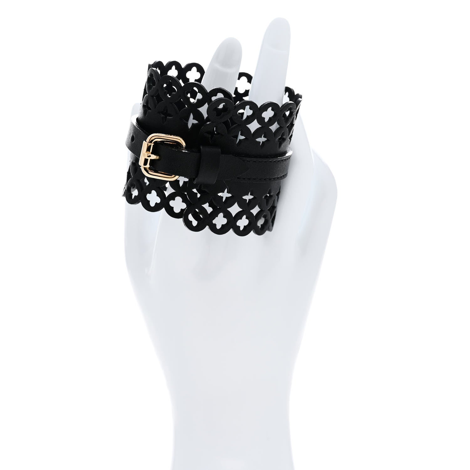 Calfskin Flower It Bracelet 17 Black