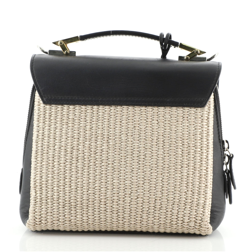 Le Dix Convertible Top Handle Bag Leather and Raffia Mini