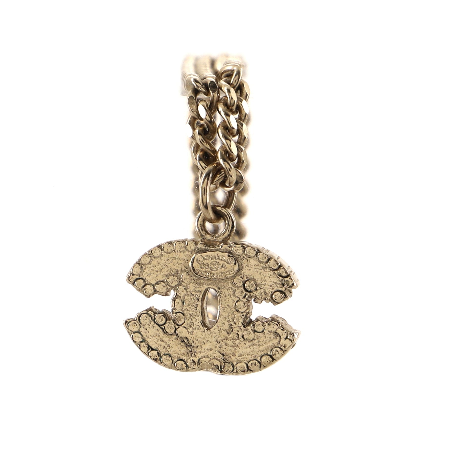 CC Striped Pendant Necklace Metal with Enamel and Crystals