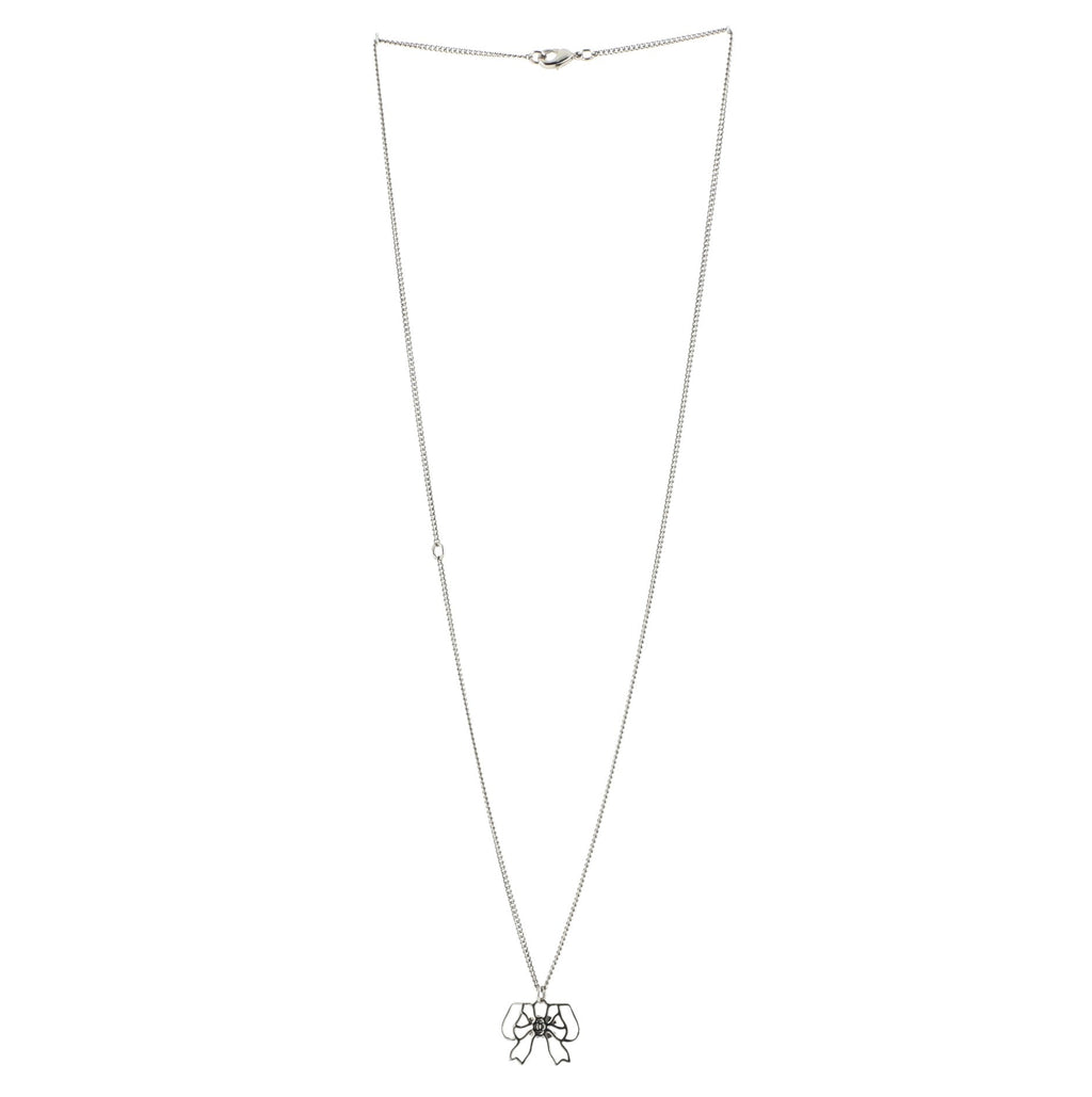 CC Ribbon Cut-Out Pendant Necklace Metal with Crystals