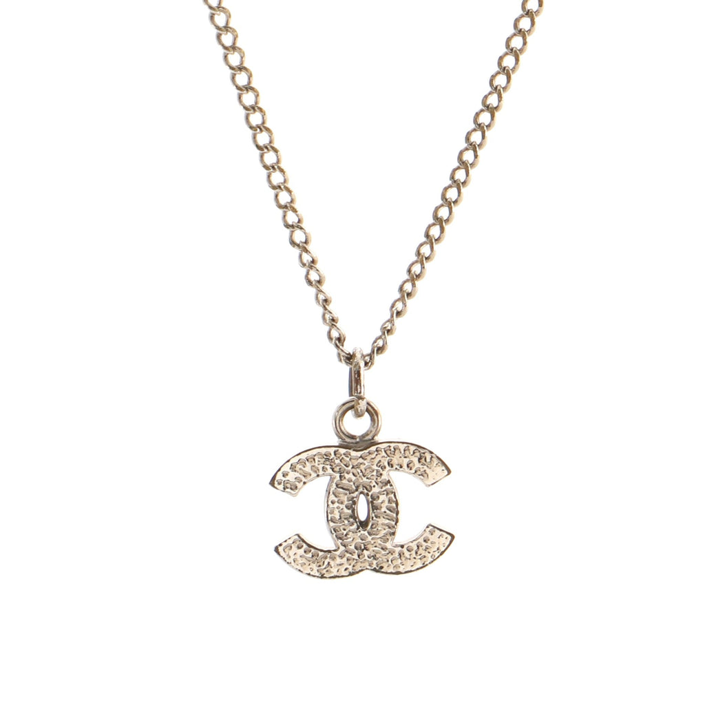 CC Long Pendant Necklace Crystal Embellished Metal