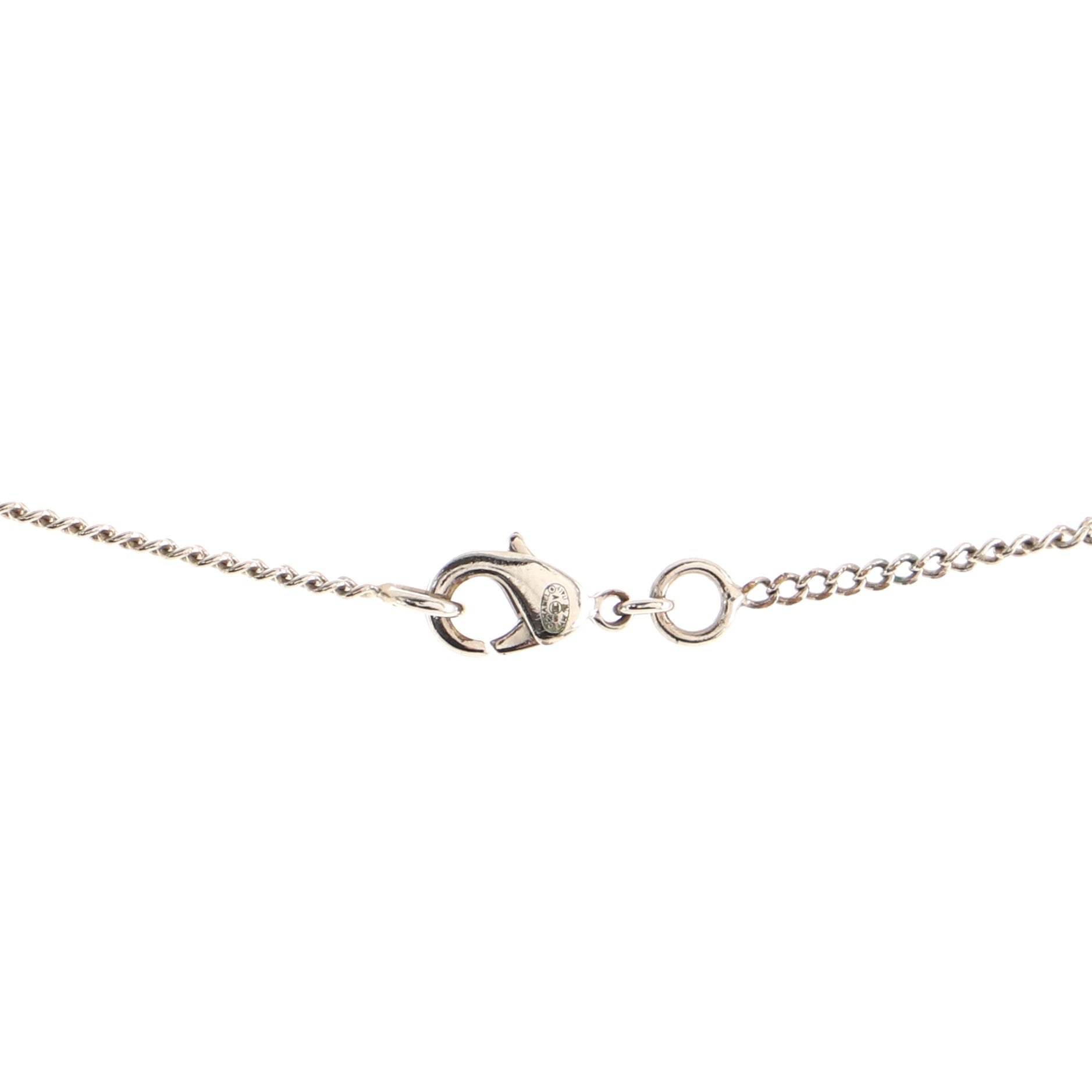 CC Long Pendant Necklace Crystal Embellished Metal