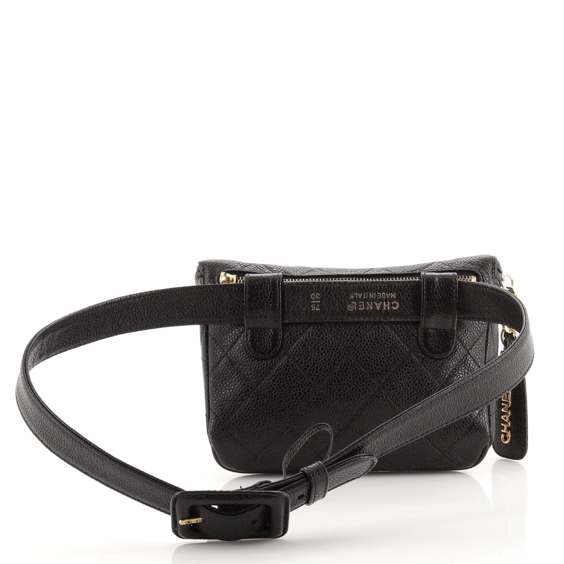 Vintage Zip Belt Bag Quilted Caviar Mini 75