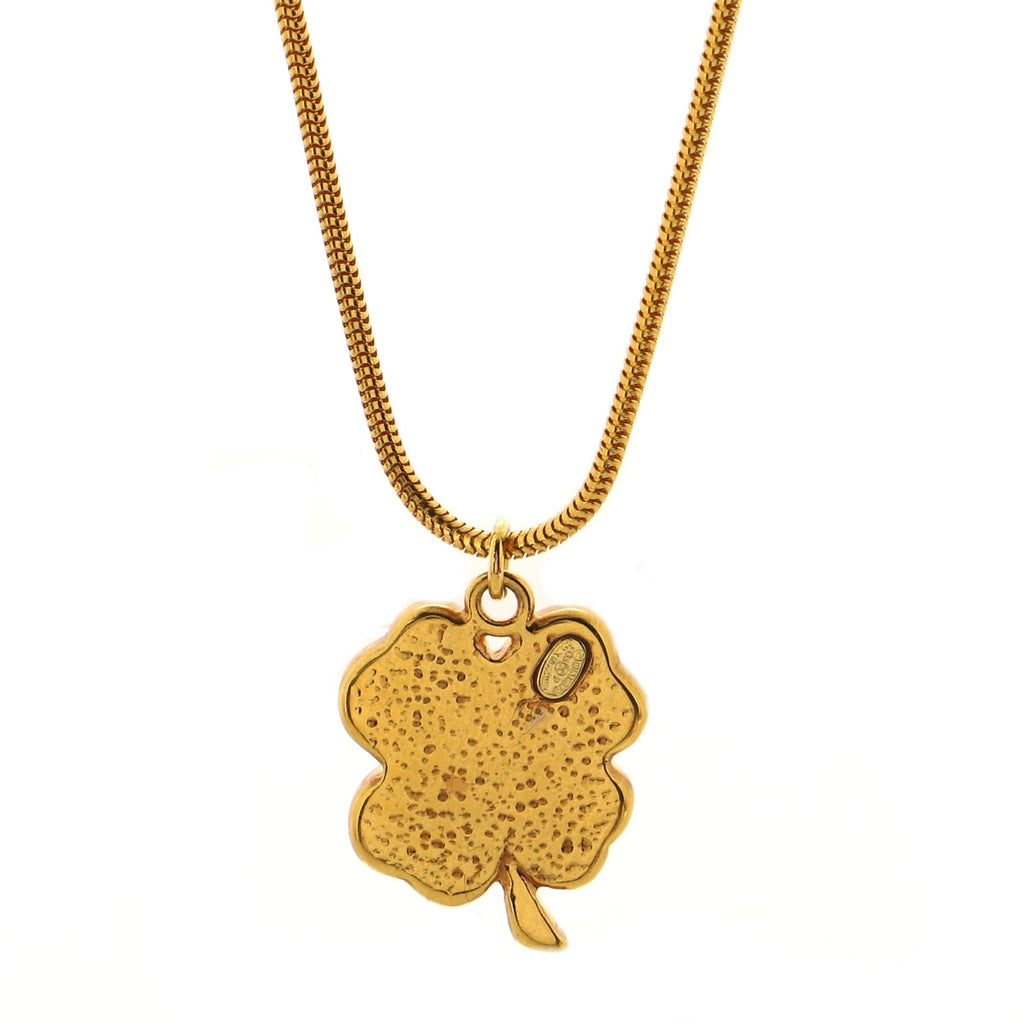 CC Clover Pendant Necklace Metal and Resin