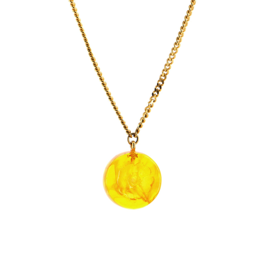 Vintage Camellia Pendant Necklace Resin