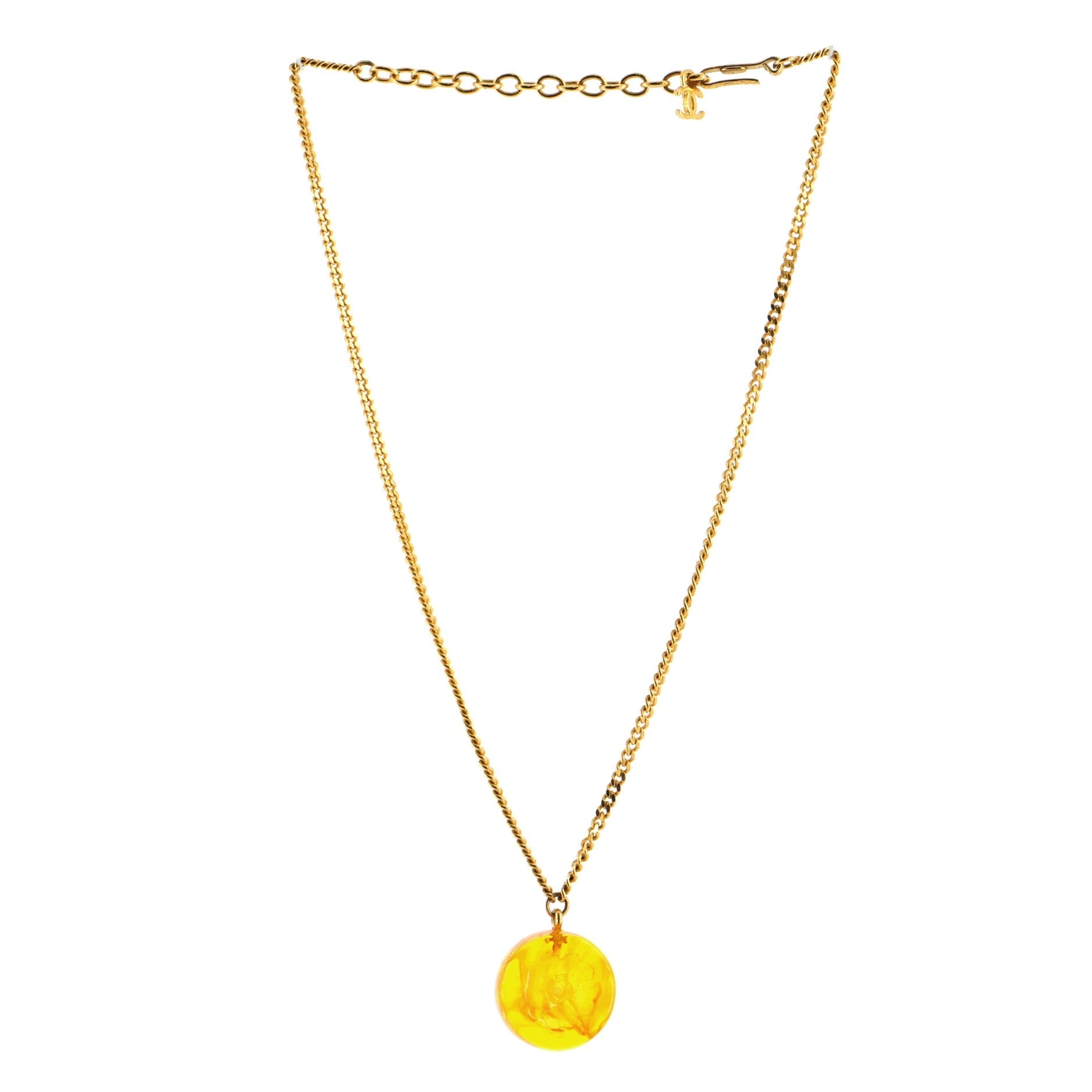 Vintage Camellia Pendant Necklace Resin