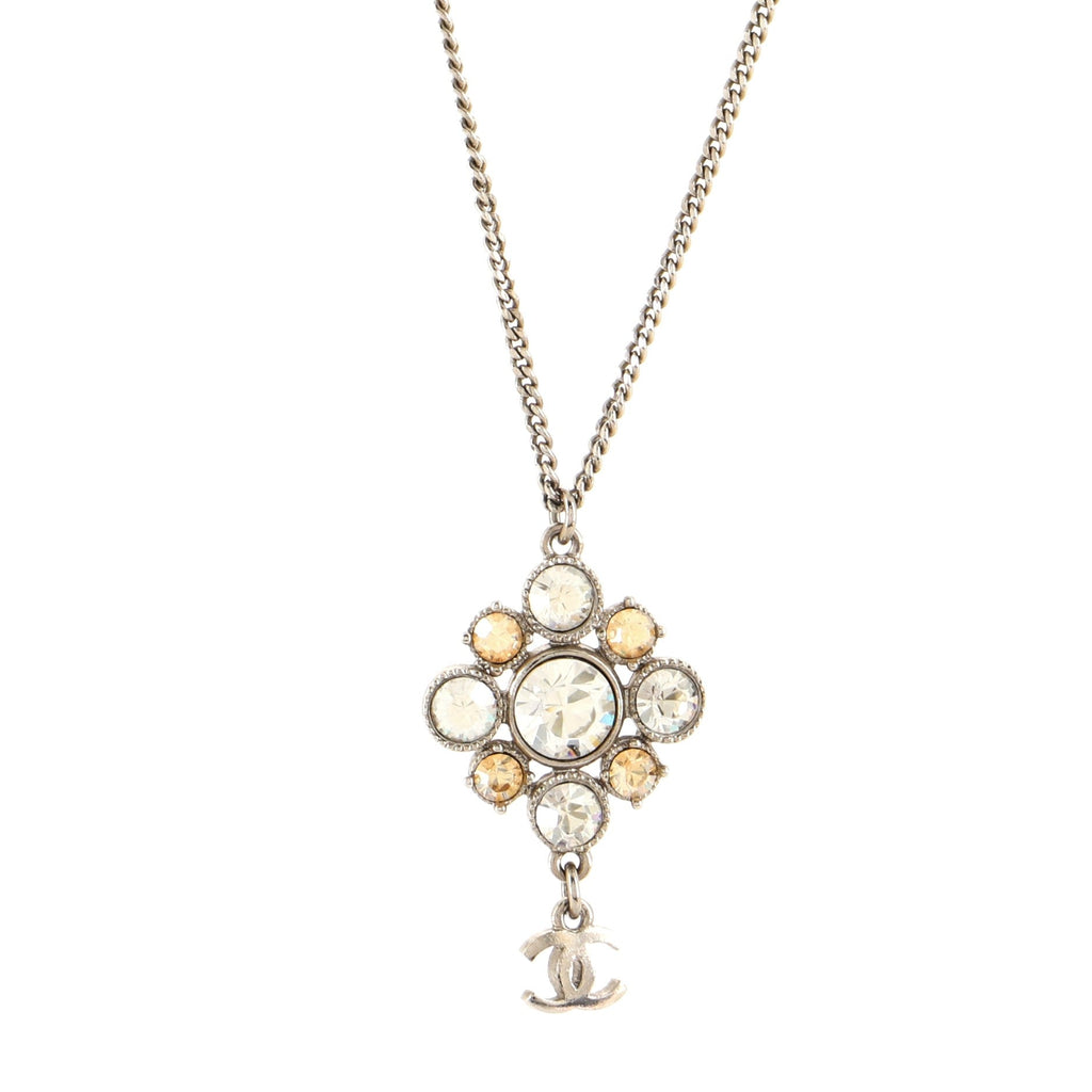 CC Flower Drop Pendant Necklace Metal with Crystal