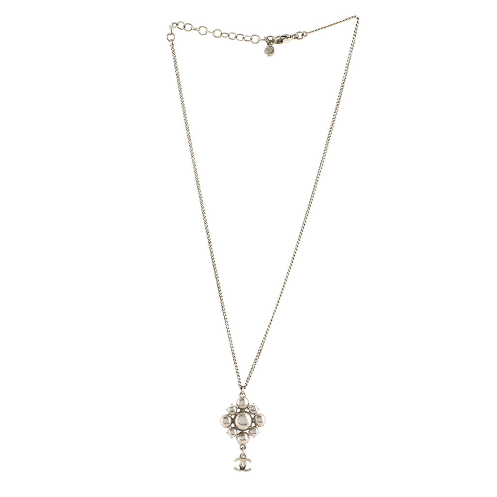CC Flower Drop Pendant Necklace Metal with Crystal