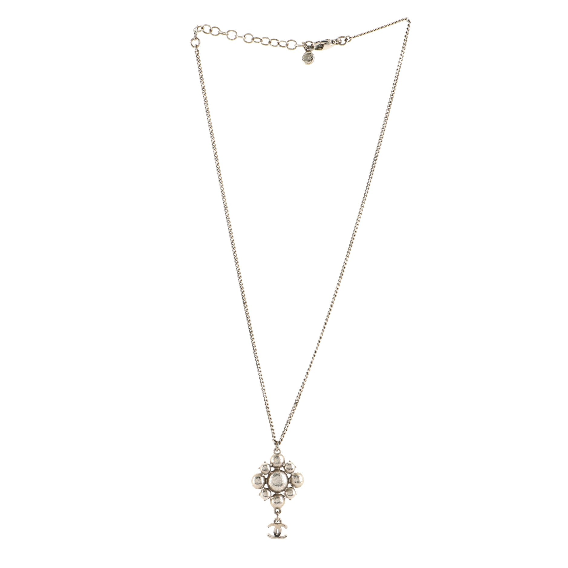 CC Flower Drop Pendant Necklace Metal with Crystal