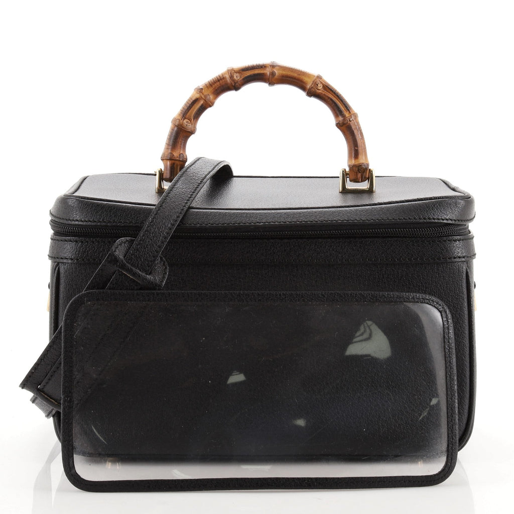 Vintage Bamboo Vanity Case Leather Medium