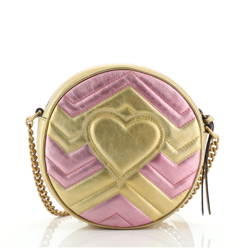 GG Marmont Round Shoulder Bag Matelasse Leather Mini