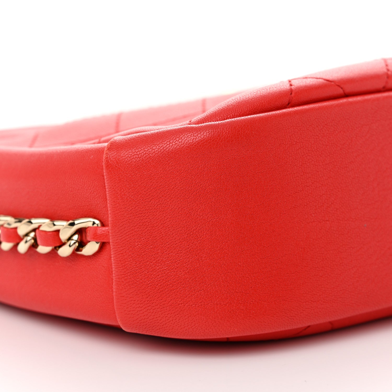 Goatskin Quilted Large Casual Trip Camera Case Bag Red