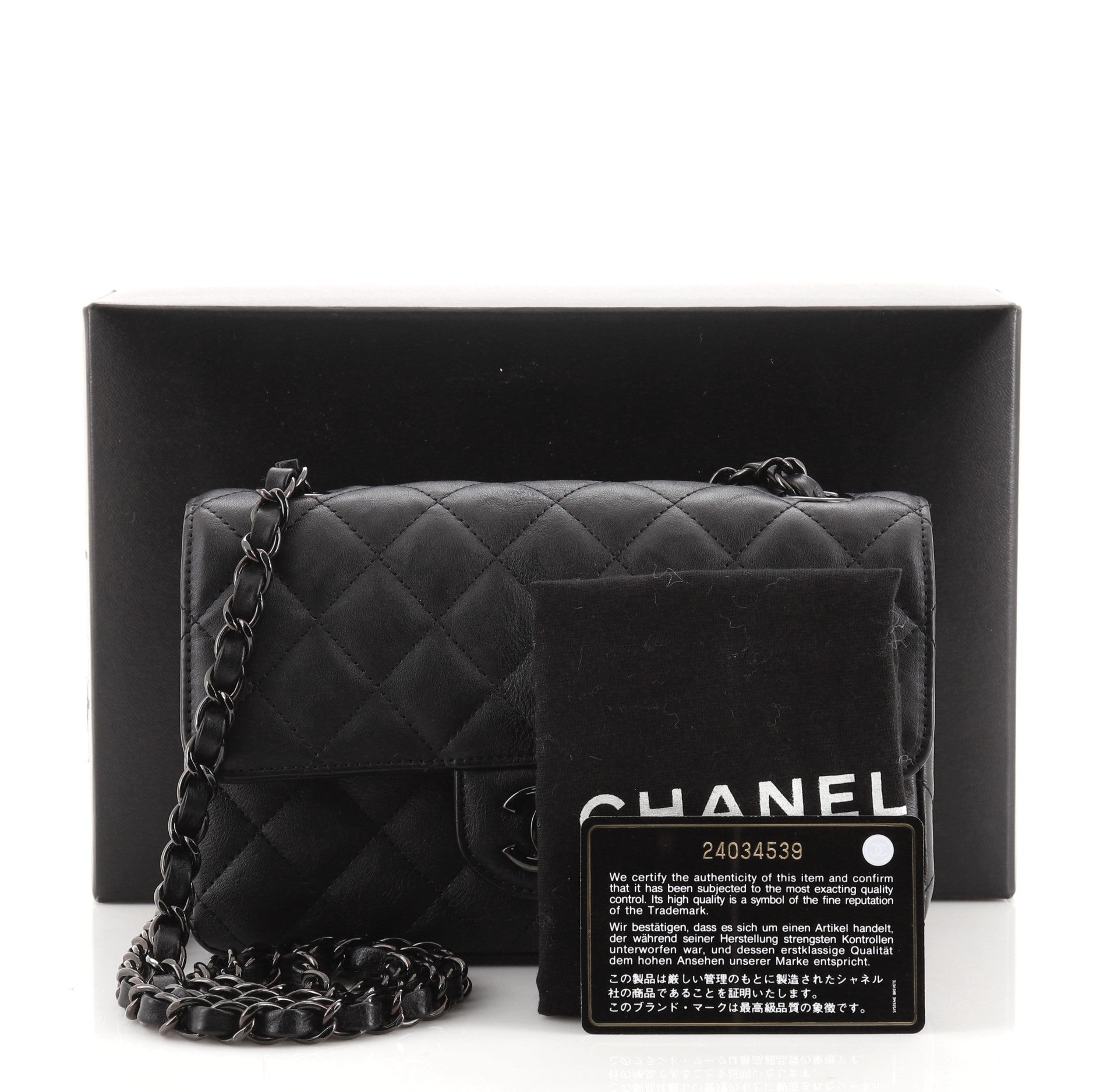 So Black Classic Single Flap Bag Quilted Crumpled Calfskin Mini