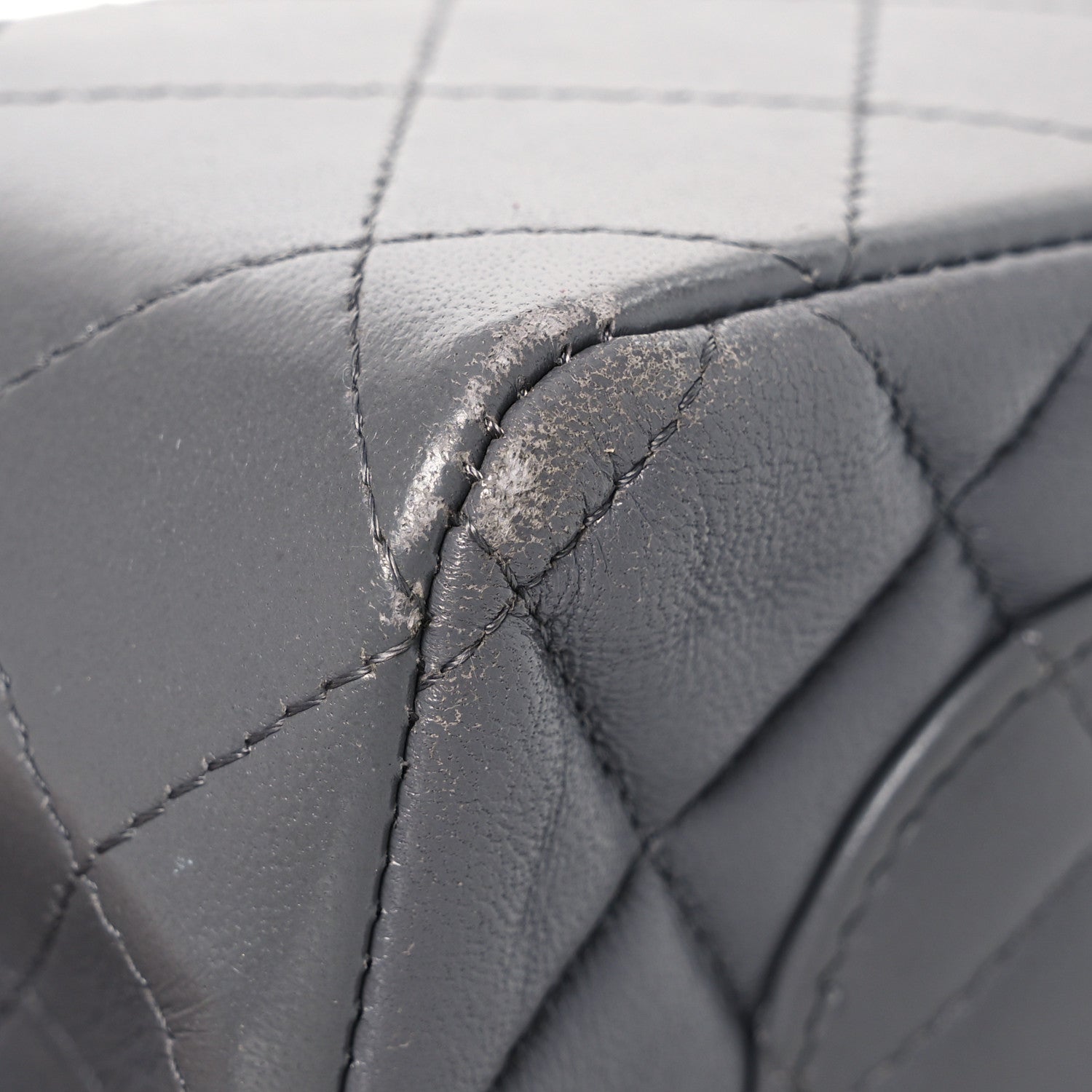 Lambskin Quilted Mini Rectangular Flap Dark Grey