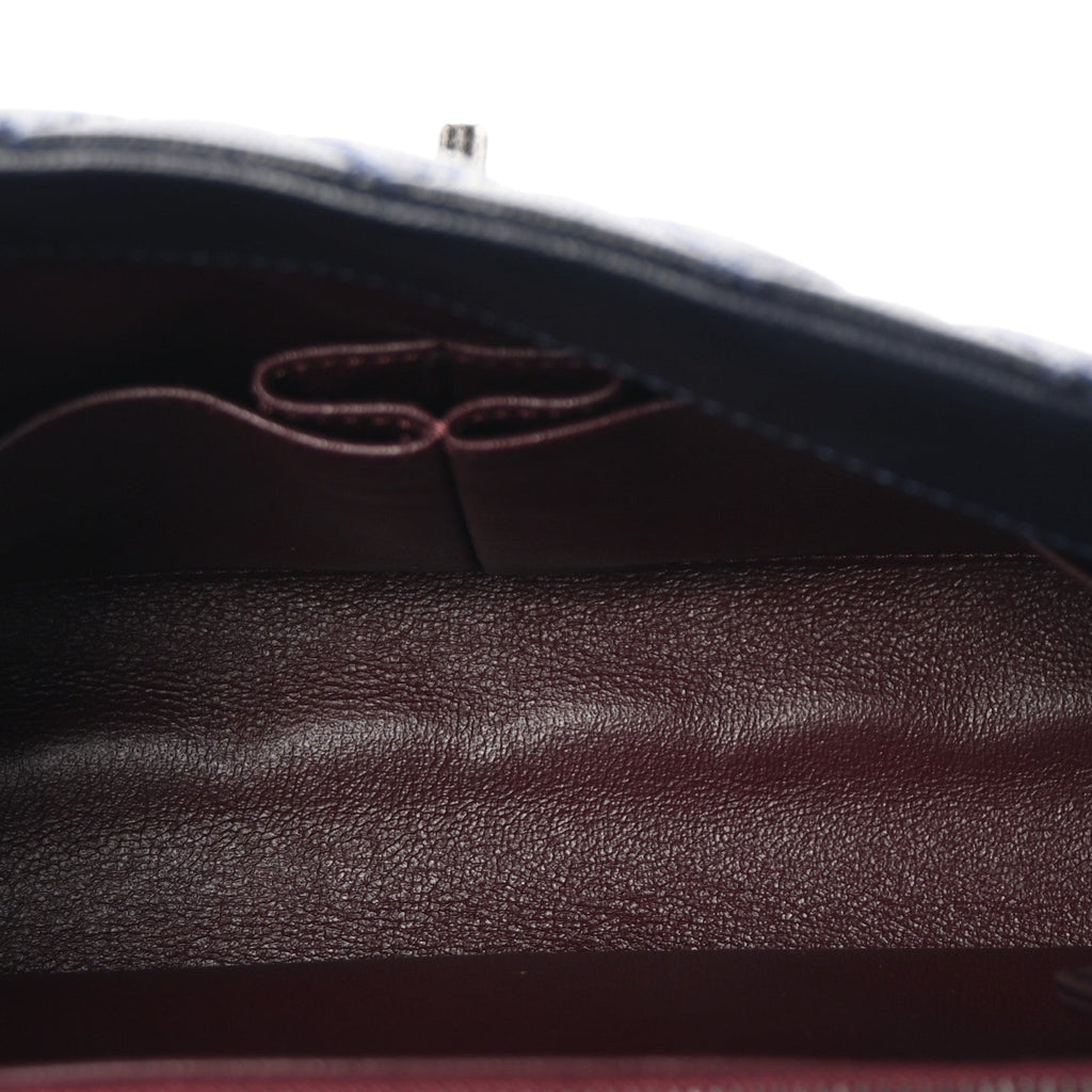 Caviar Lizard Embossed Quilted Small Coco Handle Flap Navy Blue